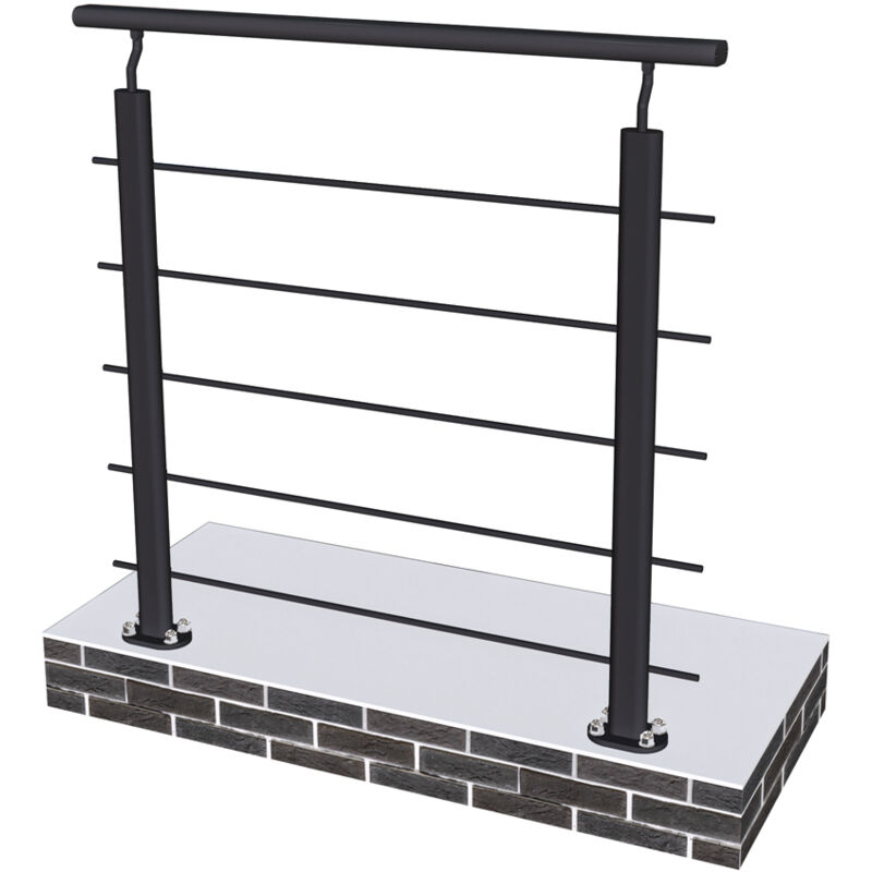 foto del prodotto ringhiera parapetto in alluminio nero opaco 100x100cm per interni ed esterni a fissaggio a pavimento