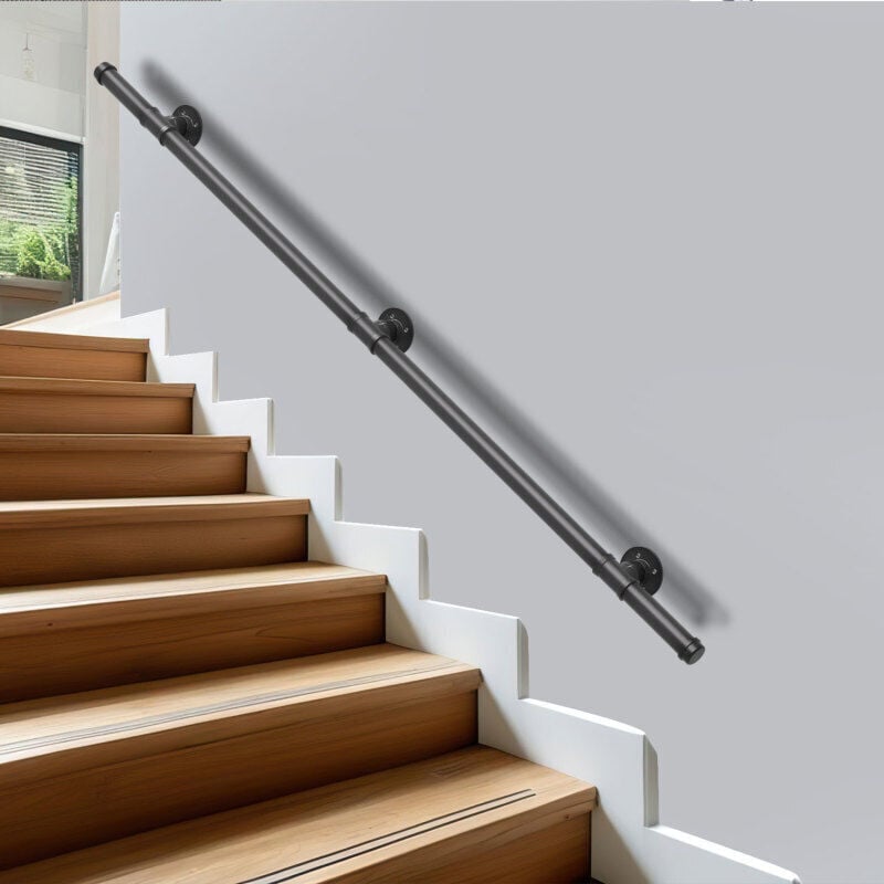 foto del prodotto ringhiera per scale corrimano antiscivolo in metallo acciaio zincato ringhiera per scale in ghisa per uso interno esterno 150cm swanew