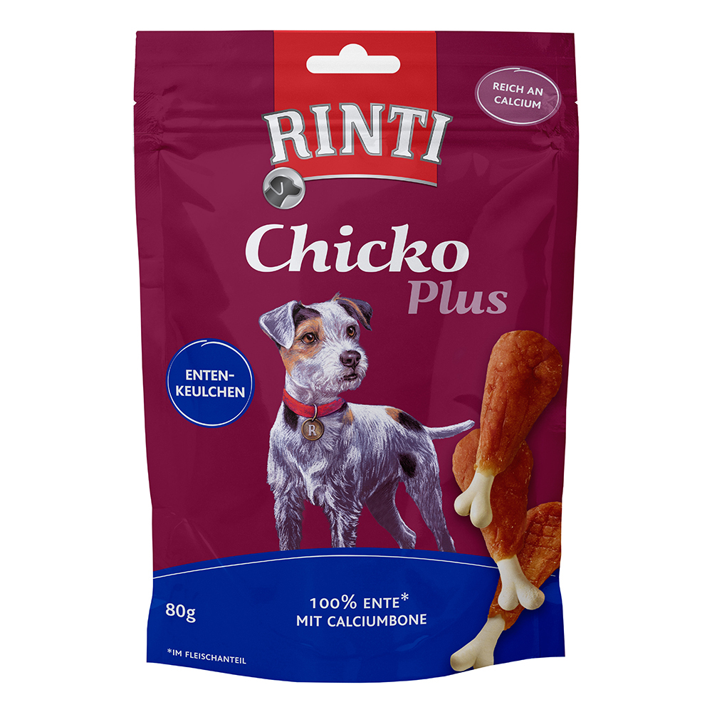 foto del prodotto rinti chicko plus coscetti d anatra snack per cani 80 g