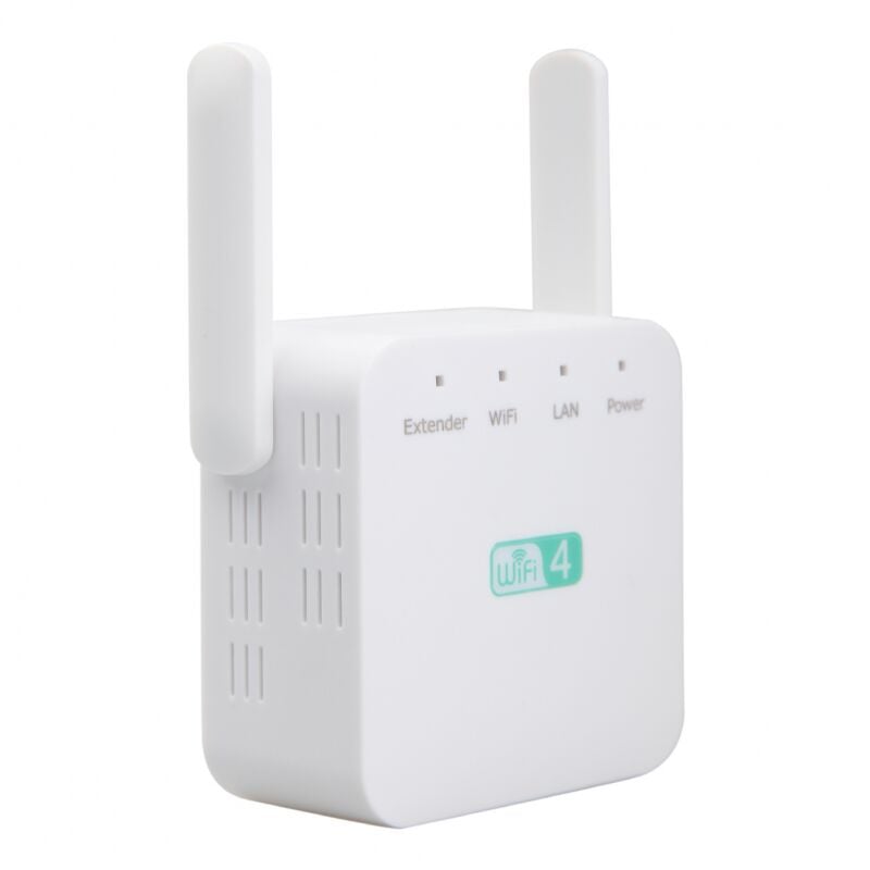foto del prodotto ripetitore wifi 2.4g 300mbps, 1 porta di rete rj45, amplificatore di segnale internet wireless, bianco