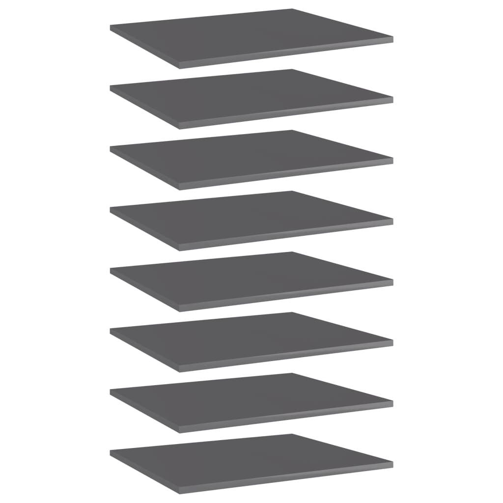 foto del prodotto ripiani per libreria 8 pz grigio lucido 60x50x1,5 cm truciolato