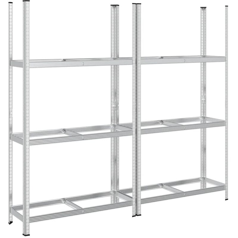 foto del prodotto ripiani pneumatici a 3 strati 2 pz argento 110x40x200cm acciaio vidaxl