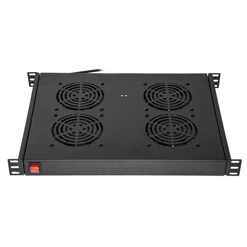 foto del prodotto ripiano link per armadi rack19 con 4 ventole nero 4 agganci 483x330x44mm con termostato