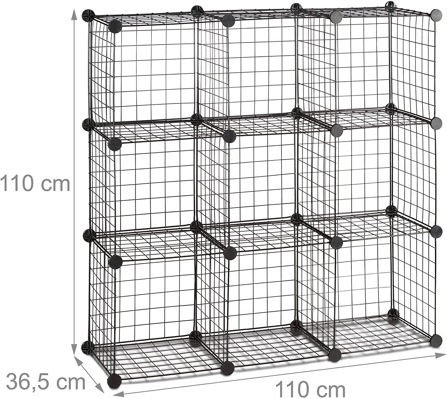 foto del prodotto ripiano modulare in griglia a rete 9 scomparti metallici contenitore in rete 35x35 cm nero 13 0001074
