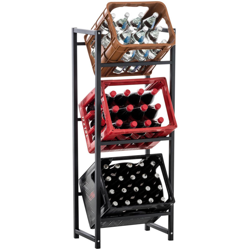 foto del prodotto ripiano per casse bevande 116x47 cm per 3 casse supporto portaoggetti ripiano autoportante in metallo nero 100003146