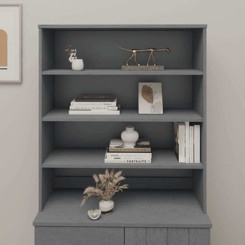 foto del prodotto ripiano per credenza grigio scuro 90x30x100 cm in legno di pino cod mxl 13937