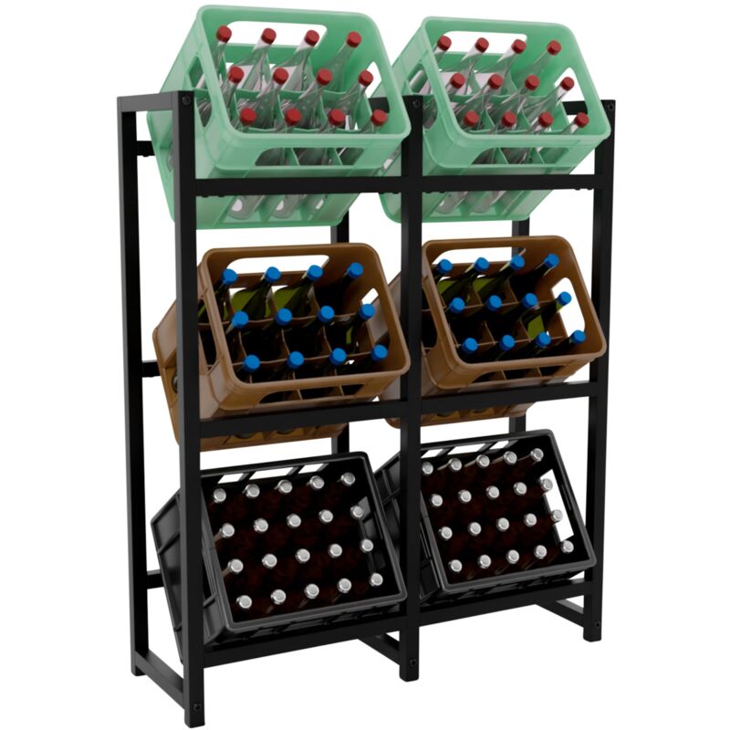 foto del prodotto ripiano portaoggetti portabottiglie per 6 casse bevande 117x91 cm in metallo nero 100003219