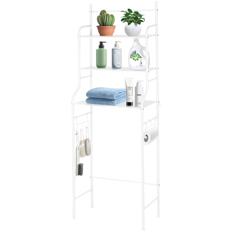 foto del prodotto ripiano superiore per sopra wc e lavatrice, con 3 ripiani,scaffale da bagno salvaspazio,165 55 26cm,bianco