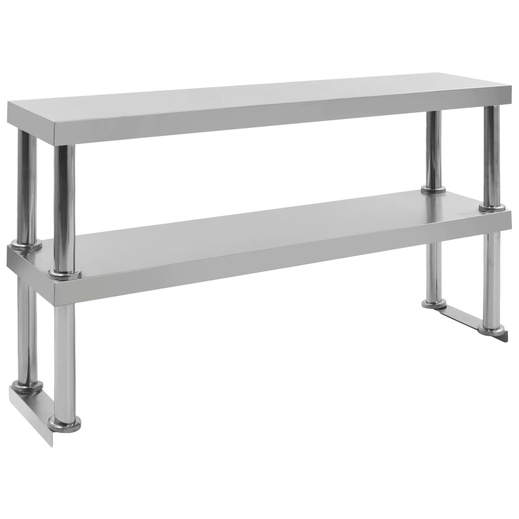 foto del prodotto ripiano tavolo da lavoro 2 livelli x 120 x 30 x 65 cm acciaio inox 02 0000012