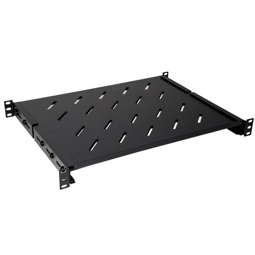 foto del prodotto ripiano universale link per armadio rack 19 allungabile 350mm con 4 agganci nero per armadi profondi circa 600 mm