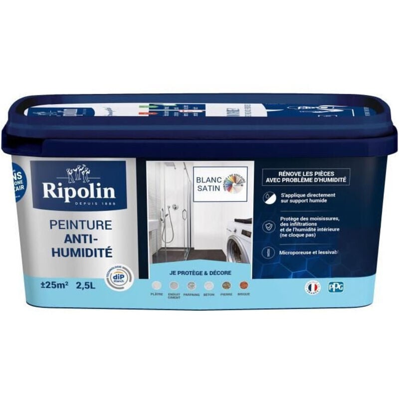 foto del prodotto ripolin vernice impermeabilizzante anti umidit satinata bianca 2,5l