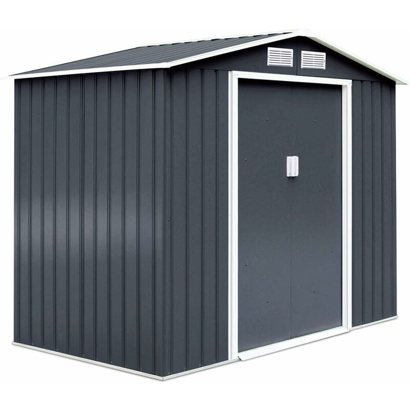 foto del prodotto ripostiglio da esterno armadio da giardino box casetta in acciao e zinco 277x192x191cm, grigio goplus