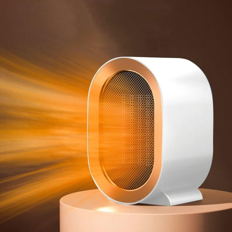 foto del prodotto riscaldatore con ventola a risparmio energetico da 1200 w, mini termoventilatore in ceramica ptc silenzioso con termostato per camera da letto, soggiorno, ufficio (bianco)