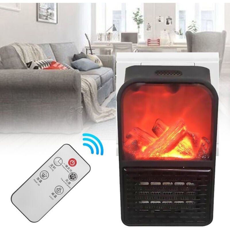 foto del prodotto riscaldatore elettrico da 1000 w con telecomando, spegnimento automatico, riscaldamento rapido, protezione da surriscaldamento, riscaldatore da
