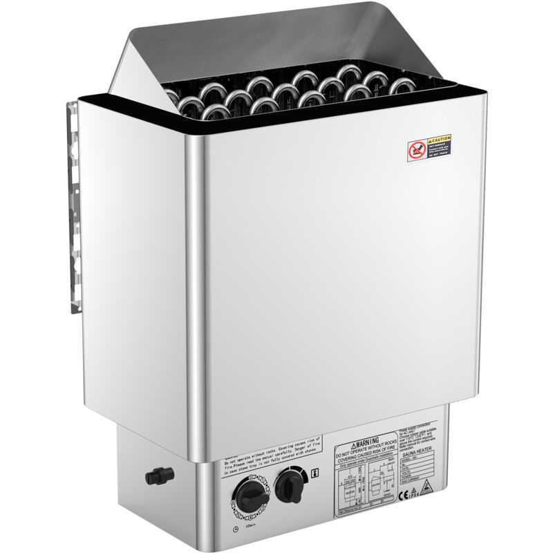 foto del prodotto riscaldatore elettrico per sauna 8kw, stufa interna esterna 400v 3n, timer 3h, comandi integrati per casa da 8 12 m , spa, acciaio inossidabile