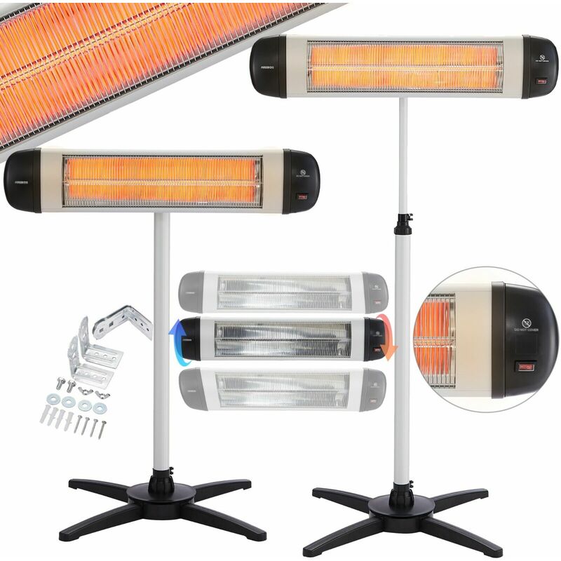 foto del prodotto riscaldatore infrarossi 2500 w regolabile altezza inclinazione fino 90 arebos