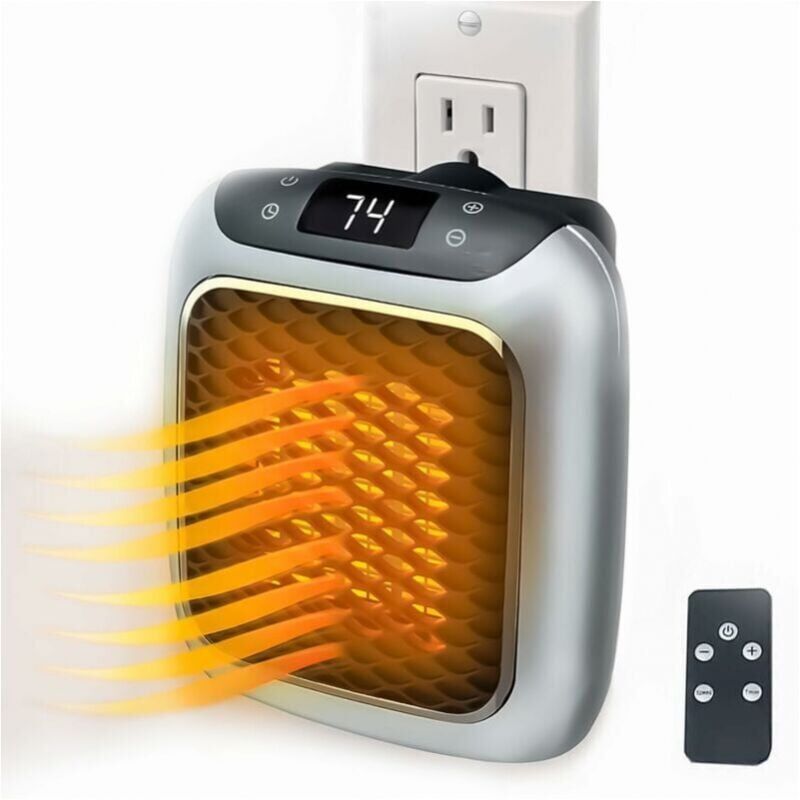 foto del prodotto riscaldatore intelligente in ceramica da 800 w, riscaldatore elettrico con presa a muro, mini riscaldatore con termostato remoto per camera da letto,