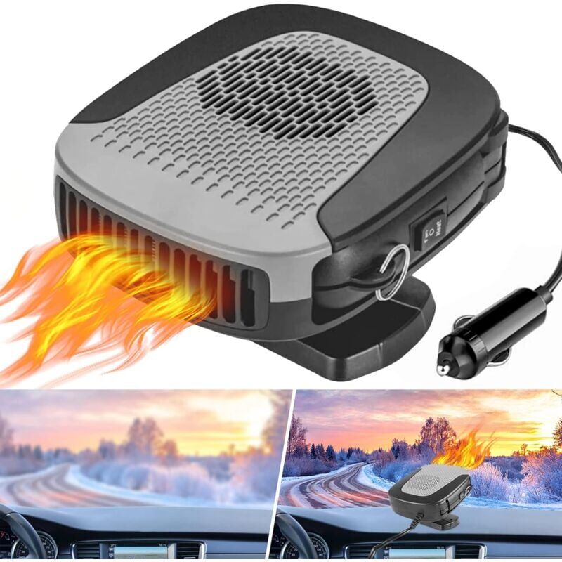 foto del prodotto riscaldatore per auto 12v 150w, riscaldatore portatile per auto, sbrinatore e antiappannamento per ventola per auto con rotazione a 360 per