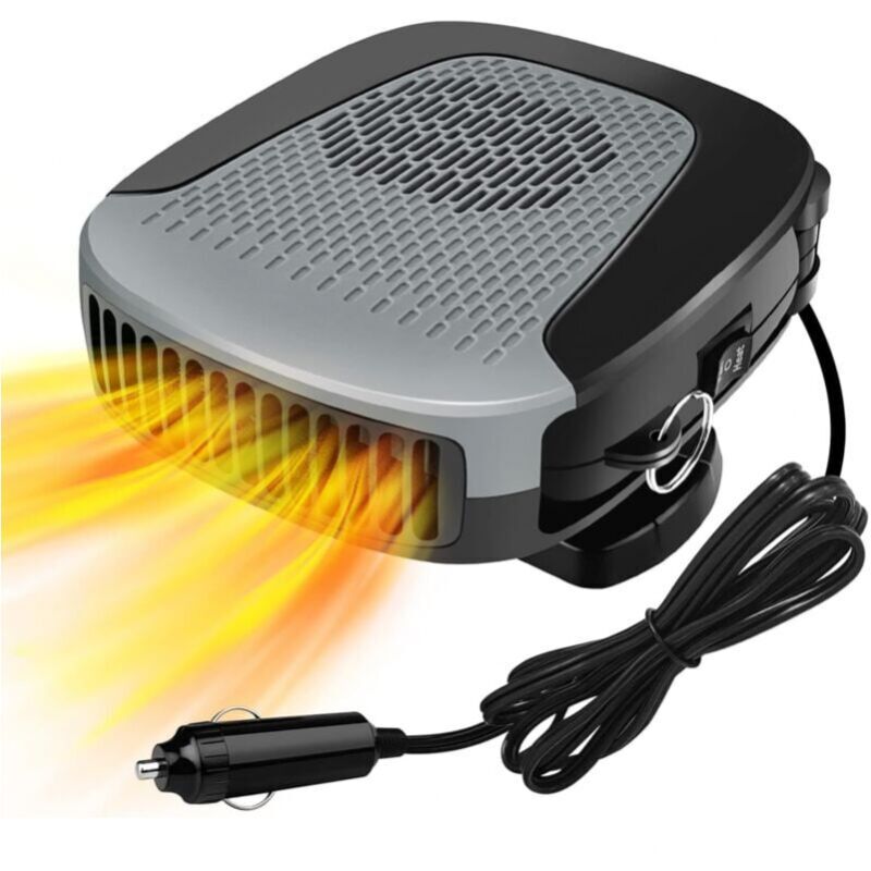 foto del prodotto riscaldatore per auto 12v 150w, riscaldatore portatile per auto, sbrinatore e disappannatore per auto con rotazione a 360 per il riscaldamento e