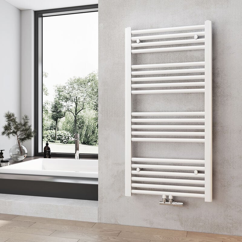 foto del prodotto riscaldatore per bagno asciugamani riscaldatore 1000 x 500 mm bianco scaldasalviette connessione media scaldasalviette - heilmetz
