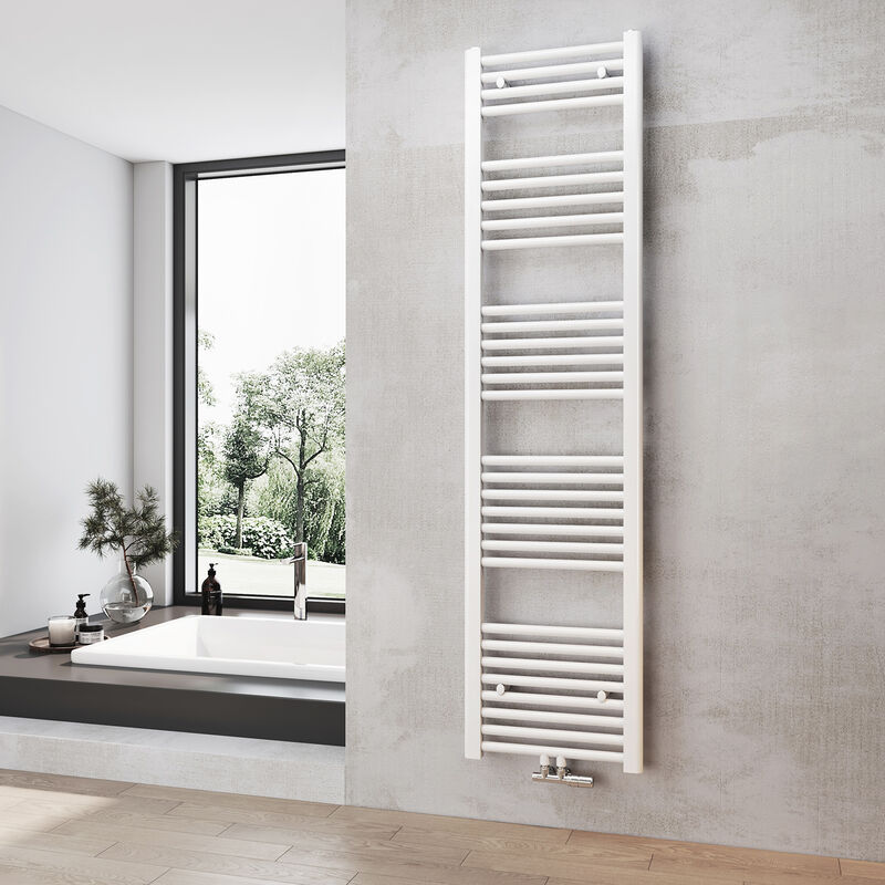 foto del prodotto riscaldatore per bagno asciugamano riscaldamento 1600 x 400 mm scaldasalviette bianco connessione media scaldasalviette heilmetz