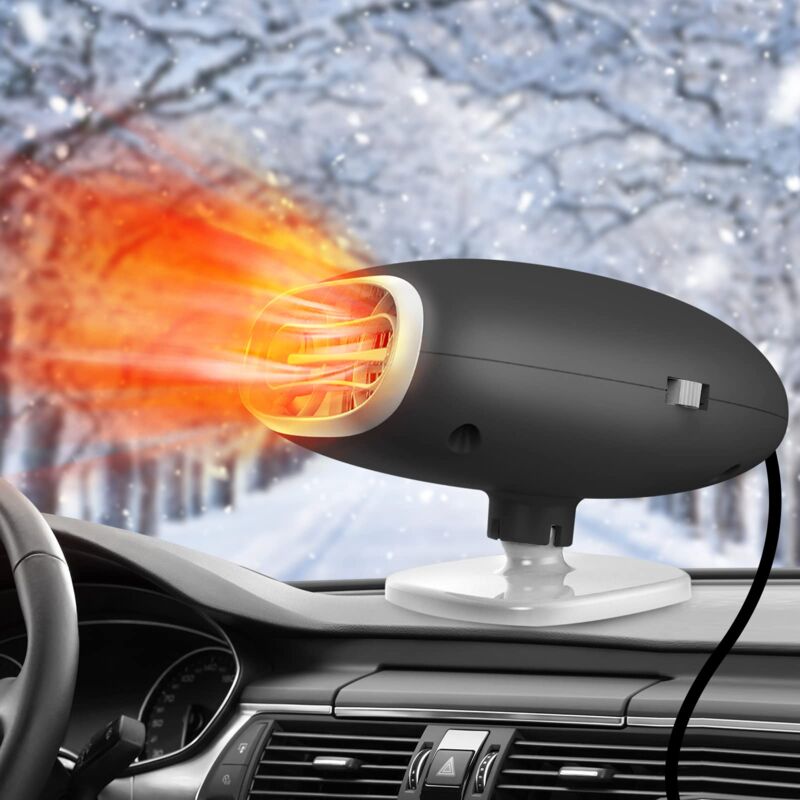 foto del prodotto riscaldatore portatile per auto, 12v 150w, riscaldatore per auto 2 in 1 e sbrinatore per parabrezza, sbrinamento rapido, si collega