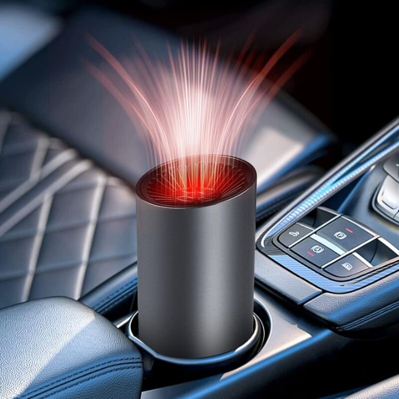foto del prodotto riscaldatore portatile per auto da 12 v, riscaldatore invernale per auto con ventosa, riscaldatore per auto con spina per sbrinare e disappannare