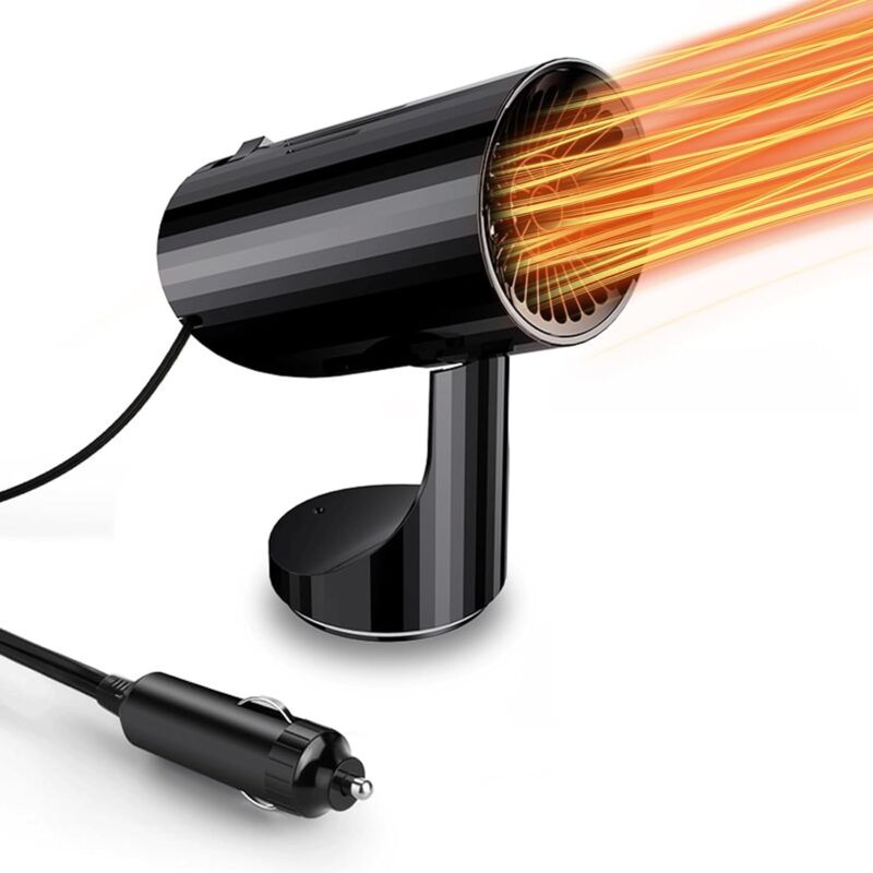 foto del prodotto riscaldatore portatile per auto, sbrinatore per parabrezza per auto da 12 v e 150 w con base girevole a 360 gradi, riscaldamento e raffreddamento