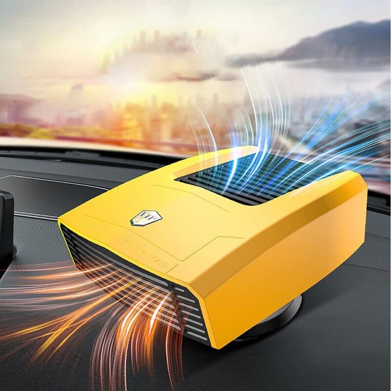 foto del prodotto riscaldatore sbrinatore auto, riscaldatore auto 180 w, presa accendisigari 12 v, mini portatile 2 in 1, funzione regolabile a 360 , nero giallo