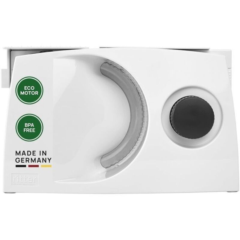 foto del prodotto ritter 501.000 markant 01 affettatrice elettrica con motore eco bianco slitta divisibile pieghevole