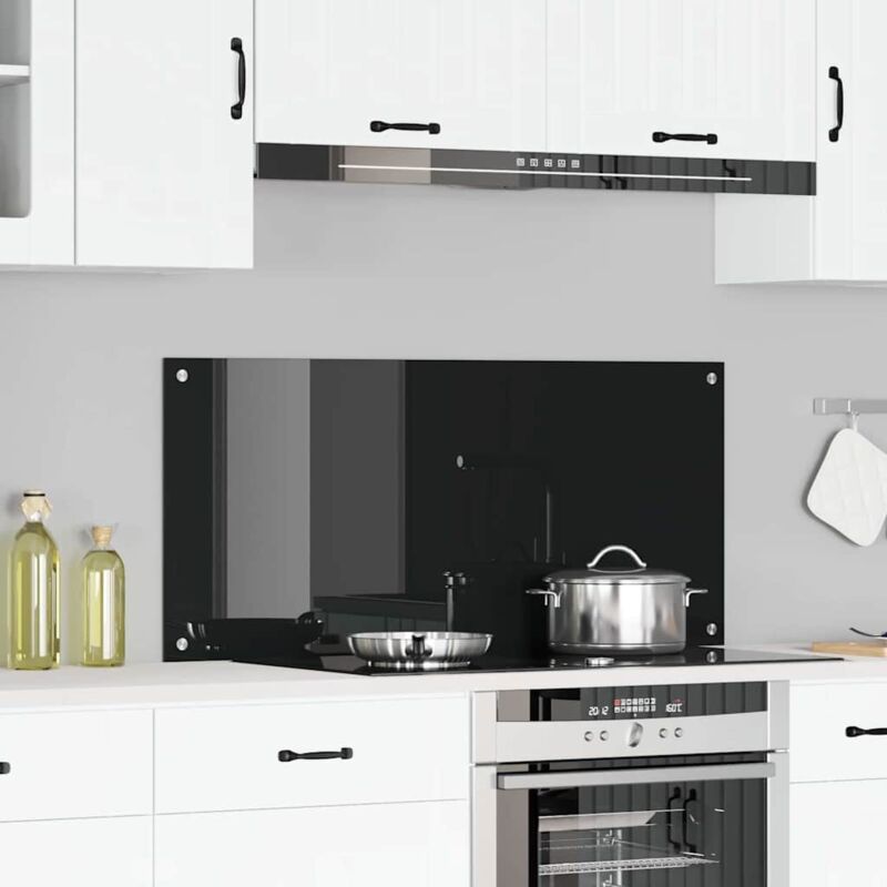 foto del prodotto rivestimento da cucina nero 110 x 50 x 0.6 cm vetro temperato - vidaxl