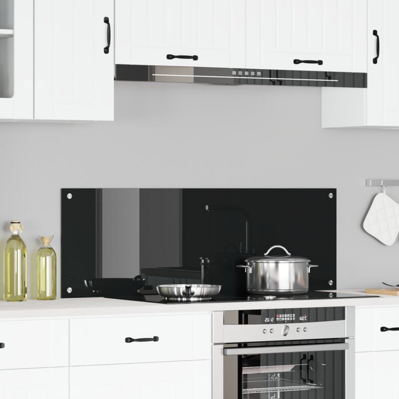 foto del prodotto rivestimento da cucina nero 120 x 40 x 0.6 cm vetro temperato vidaxl