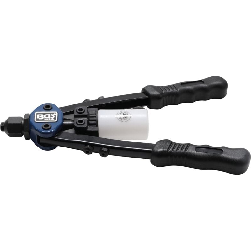 foto del prodotto rivettatrice braccio lungo con recipiente di raccolta