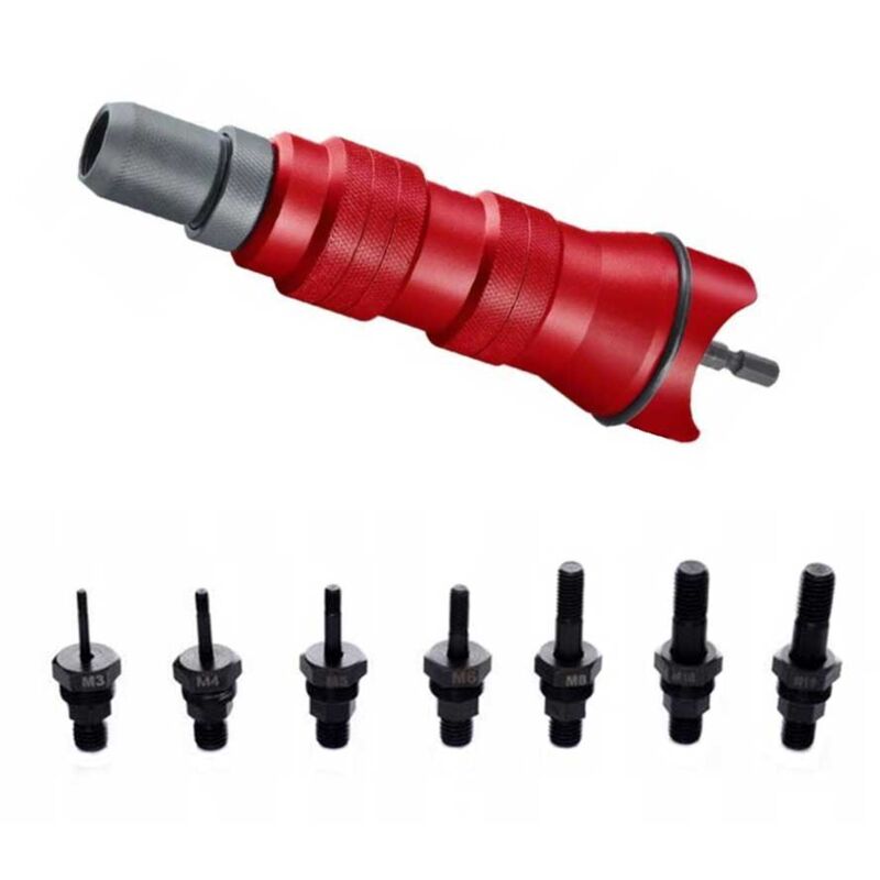 foto del prodotto rivettatrice per dadi con teste m3 m15, adattatore per cacciavite