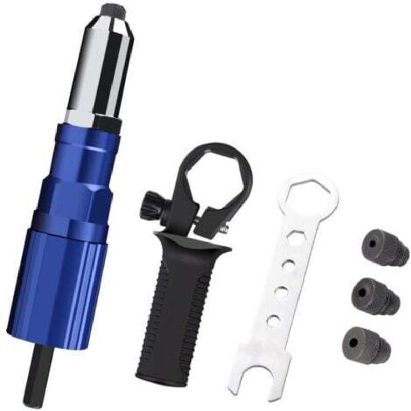 foto del prodotto rivettatrice per trapano elettrico a batteria rivettatrice a batteria adattatore per trapano a rivettatrice 3 teste convertibili 50 rivetti a