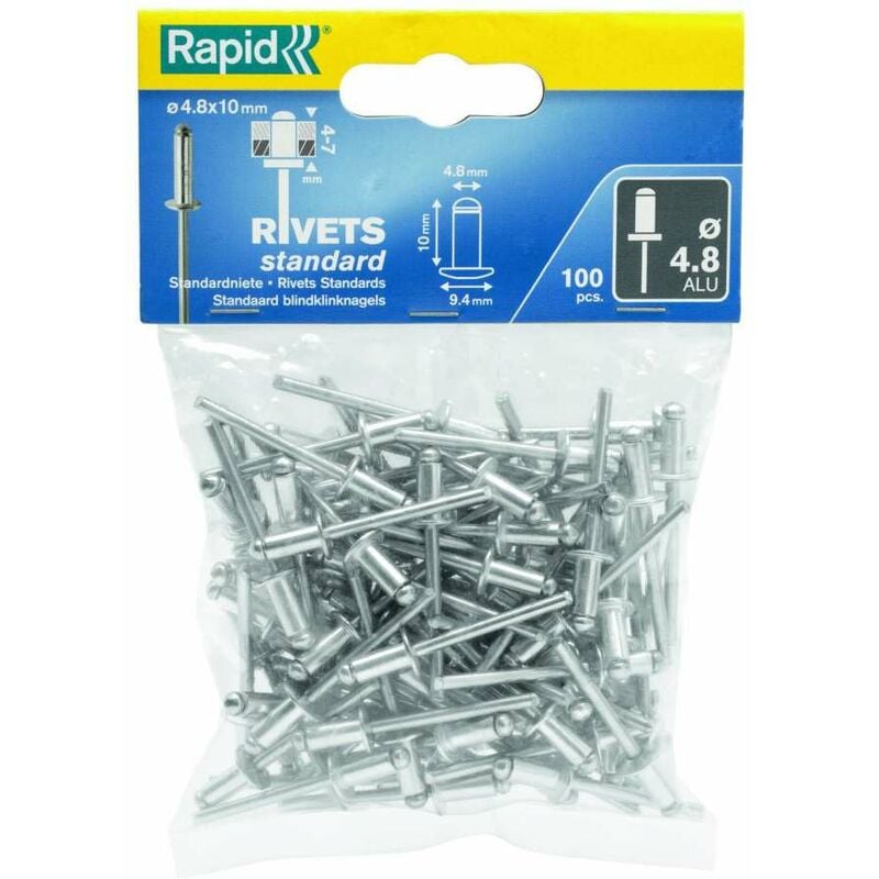 foto del prodotto rivetti 4 x 12 mm alluminio 100 pezzi