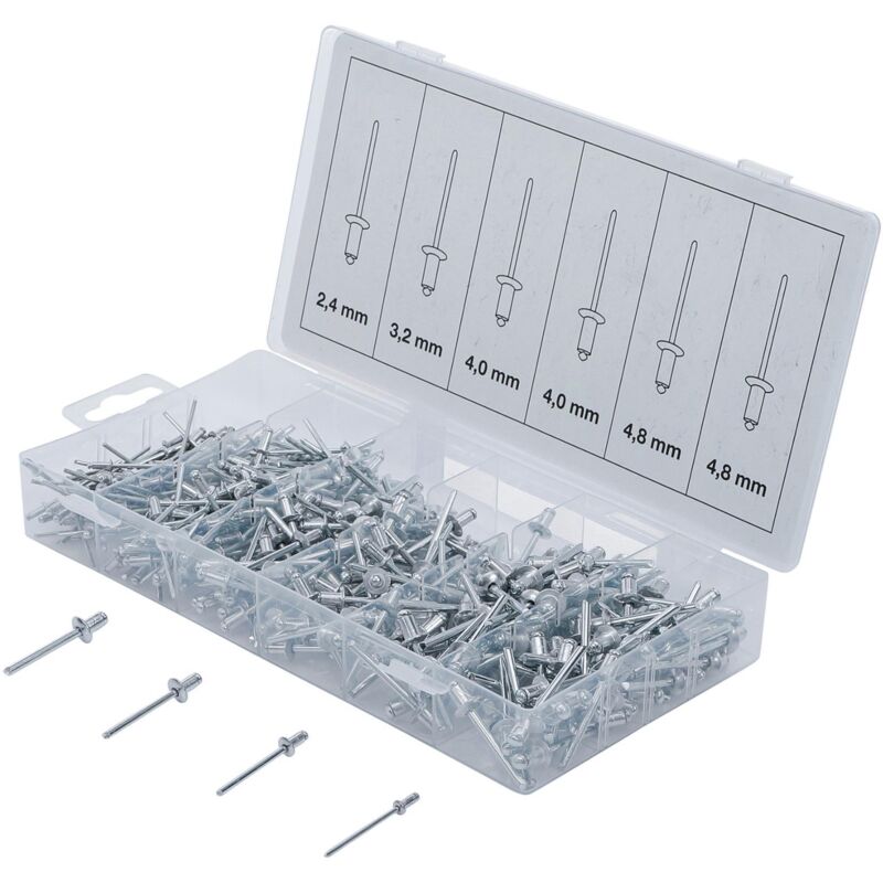 foto del prodotto rivetti a strappo pop 2.4, 3.2, 4, 4.8 assortimento di 400 rivetti bgs