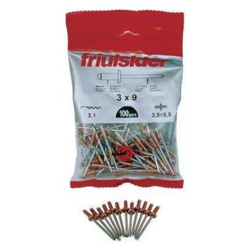 foto del prodotto rivetto a strappo rame friulsider mm 3,4x 9 cf pz 100