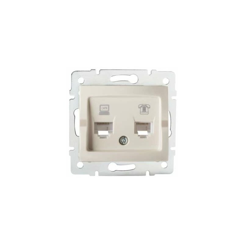 foto del prodotto rj45 cat6 rj11 crema logi incastonata