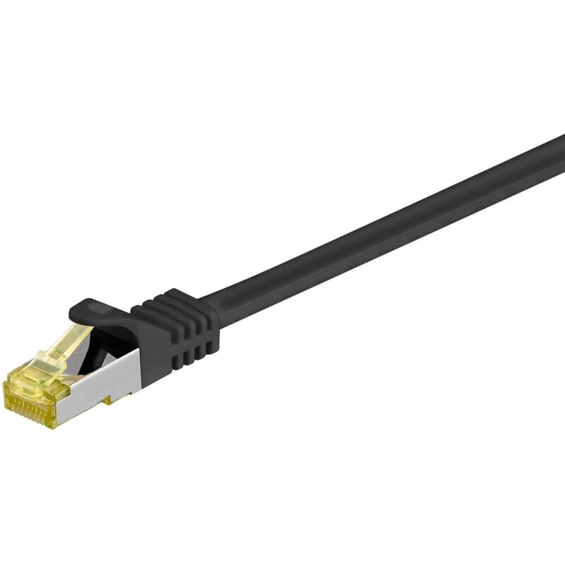 foto del prodotto rj45 cavo patch cat 6a s ftp pimf , 500 mhz, con cavo grezzo cat 7 , nero, guaina per cavo senza alogeni lszh, rame, connettore rj45 cat 6a .