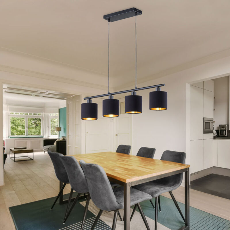 immagine 0 del prodotto rl lampada a sospensione con paralume in tessuto lampada a sospensione lampada da soggiorno lampada da tavolo da pranzo 4 lampadine, tessuto oro