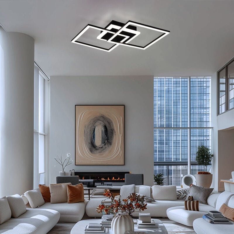 foto del prodotto rl plafoniera design lampada da soffitto lampada da camera da letto lampada da soggiorno, interruttore dimmer, metallo nero opaco, 1x led 25w