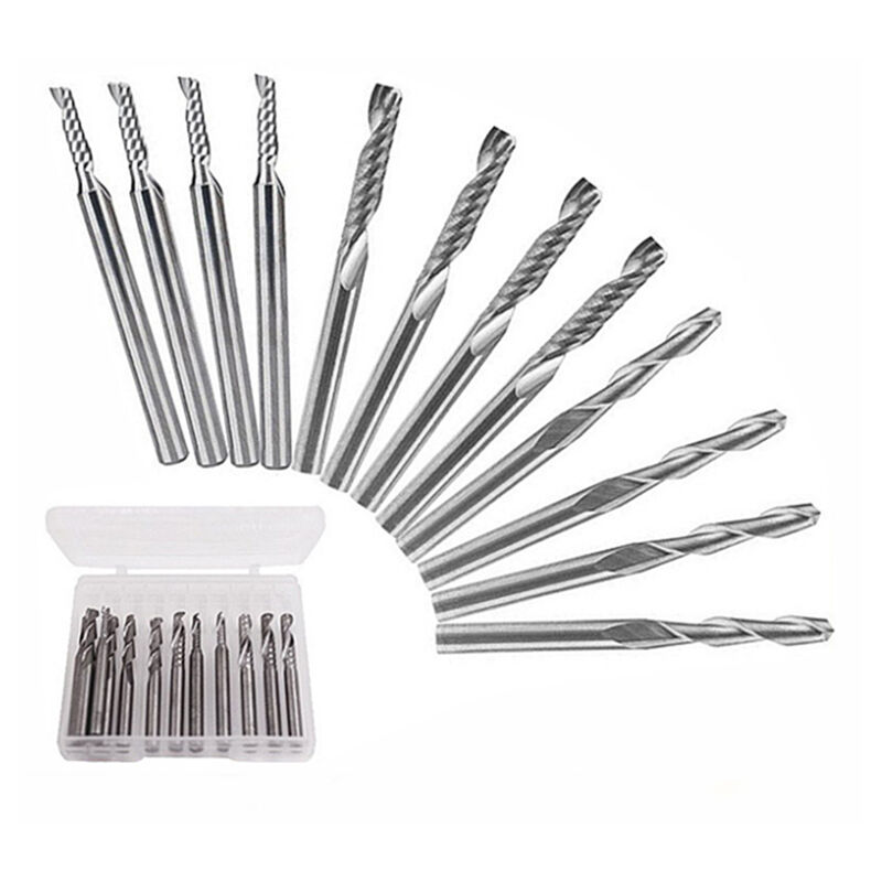 foto del prodotto rnemitery 12 frese in carburo di tungsteno, 4 pezzi per frese cnc, utensili a doppia scanalatura 8 pezzi frese a taglio singolo 2 tipi per