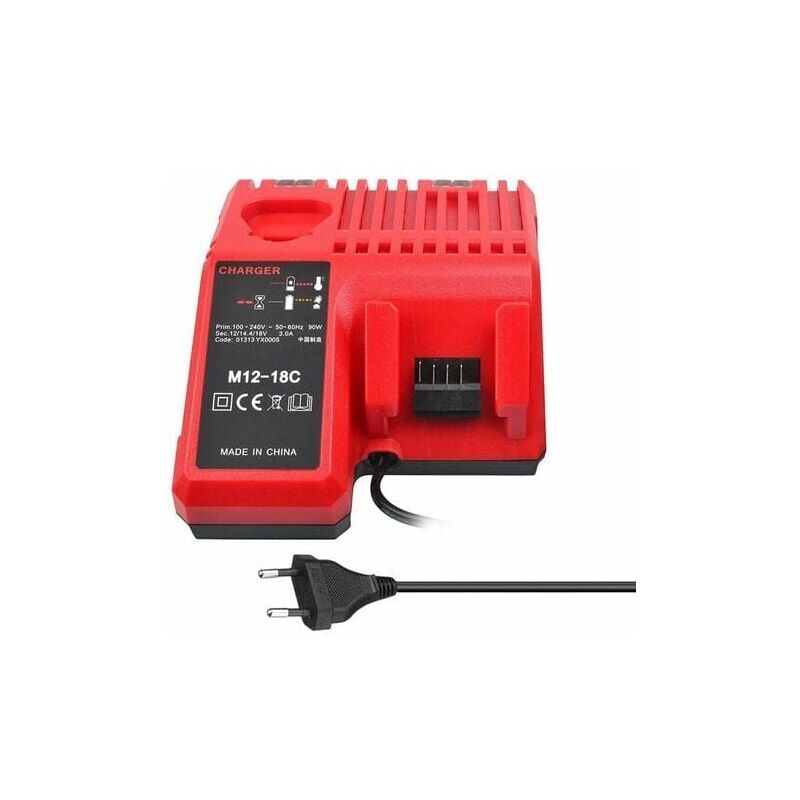 foto del prodotto rnemitery caricabatterie agli ioni di litio m12 18c per batterie milwaukee da 12 v, 14,4 v e 18 v compatibile con c1418c e altri.