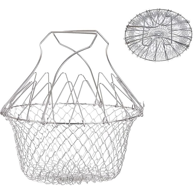 foto del prodotto rnemitery cestino per fritture, cestello per insalata, setaccio da cucina, in acciaio inox, espandibile, per chef