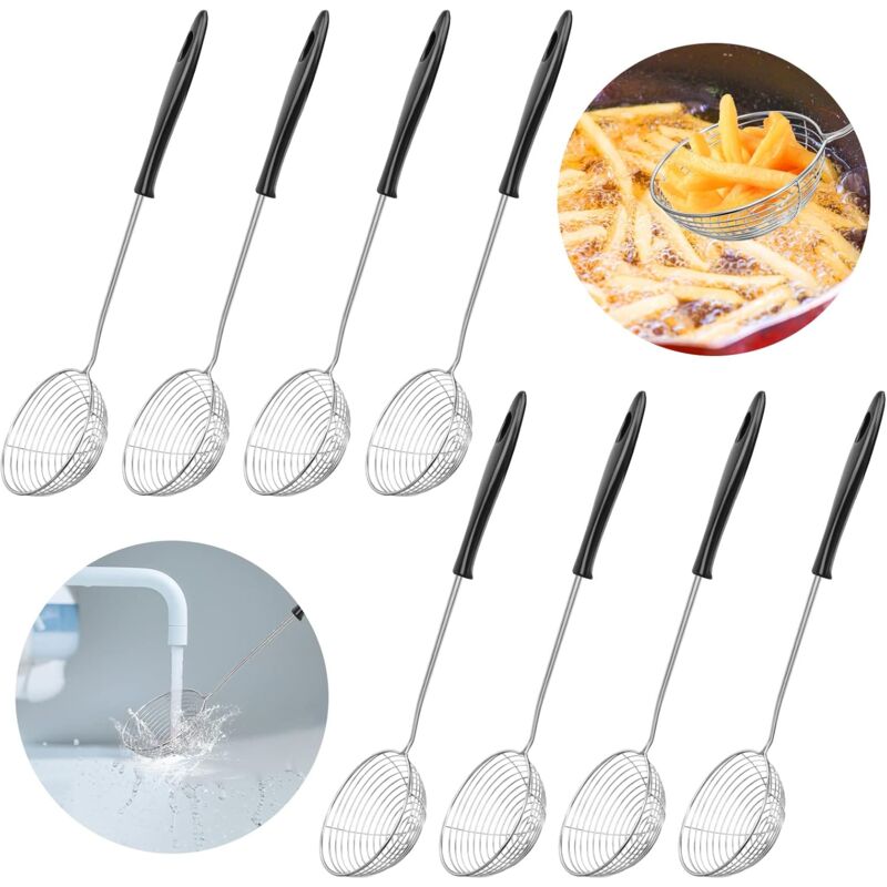 foto del prodotto rnemitery colino per fonduta da 8 pezzi, schiumarola in acciaio inossidabile con manico lungo, colino per fonduta cinese per zuppa di fonduta