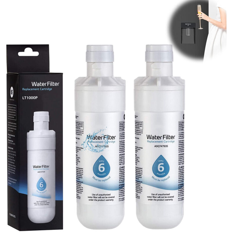 foto del prodotto rnemitery confezione da 2 filtri dell acqua per frigorifero di ricambio lt1000p pc pcs, mdj64844601, adq74793501, adq7479350