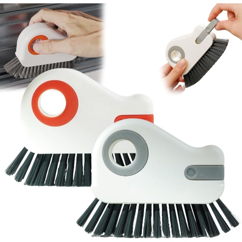 foto del prodotto rnemitery confezione da 2 spazzole per pulizia binari per finestre 2 in 1, spazzola multifunzione per pulizia con setole dure con raschietto