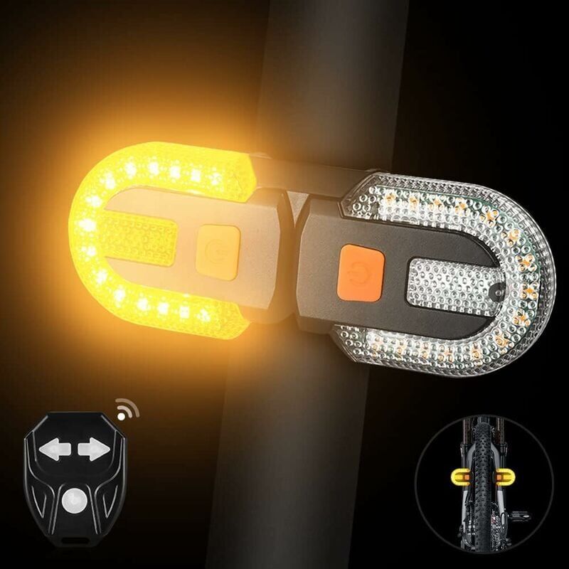foto del prodotto rnemitery fanale posteriore per bici con indicatori di direzione telecomando wireless diviso per ciclismo luci stroboscopiche ricaricabili con 5