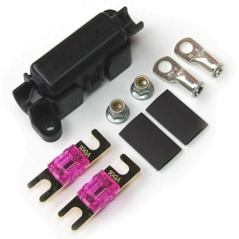 foto del prodotto rnemitery fusibile per auto, portafusibile e mini copertura 100 a con fusibili placcati, midi, terminali e termorestringenti